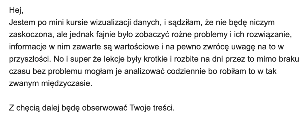 Opinia Agaty o kursie mailowym „Jak nie robić wykresów?"