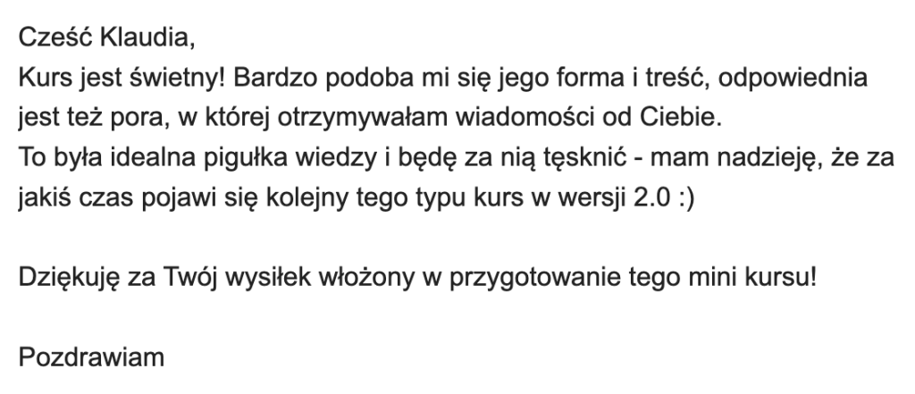 Opinia Kornelii o kursie mailowym „Jak nie robić wykresów?"